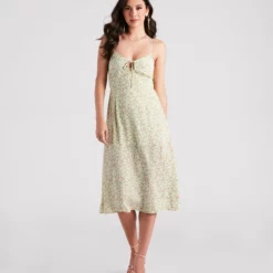 Windsor. Strolling The Garden Floral Chiffon Midi Dress