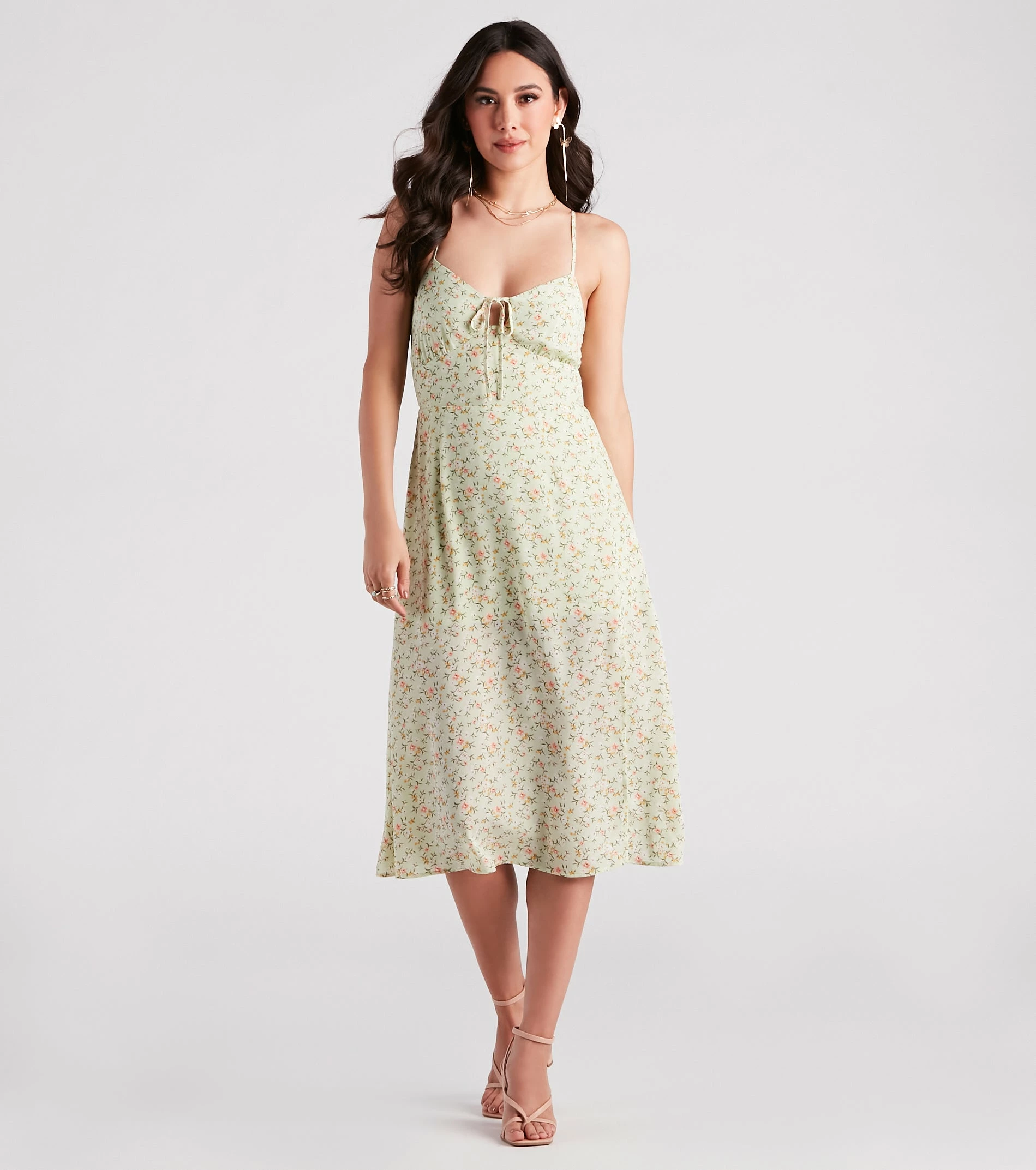 Windsor. Strolling The Garden Floral Chiffon Midi Dress 3 Windsor. Strolling The Garden Floral Chiffon Midi Dress