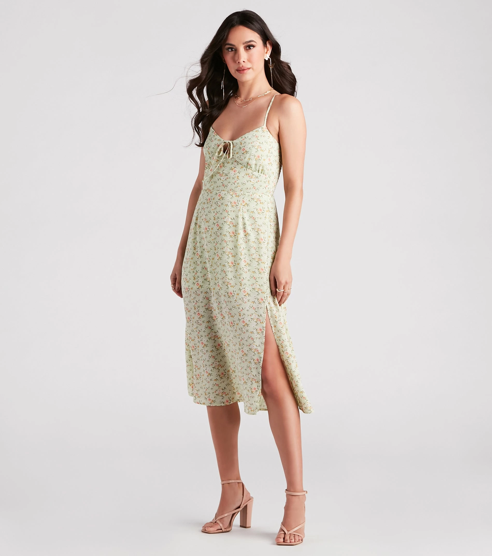 Windsor. Strolling The Garden Floral Chiffon Midi Dress 5 Windsor. Strolling The Garden Floral Chiffon Midi Dress - Image 3