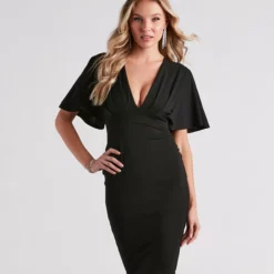 Windsor. Flutter On Crepe V-Neck Midi Dress 8 Windsor. Flutter On Crepe V-Neck Midi Dress -Deals Skirt Store 05101 2351 1
