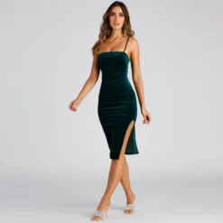 Windsor. Festive Cheer Velvet Slit Midi Dress 15 Windsor. Festive Cheer Velvet Slit Midi Dress -Deals Skirt Store 05101 2503 2