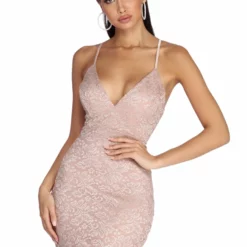 Windsor. Glitter & Lace Bodycon Dress