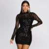 Windsor. Midnight Drama Sequin Mini Dress 2 Windsor. Midnight Drama Sequin Mini Dress -Deals Skirt Store 05101 8692 1