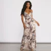 Windsor. Floral Tropical Surplice Wrap Maxi Dress