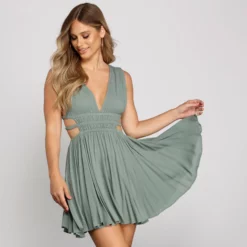 Windsor. Lovely In Linen Sleeveless Skater Dress -Deals Skirt Store 05102 0242 1