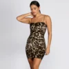 Windsor. Sleeveless Velvet Leopard Mini Dress