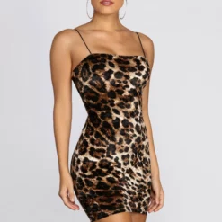Windsor. Sleeveless Velvet Leopard Mini Dress -Deals Skirt Store 05102 0356 3