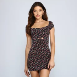 Windsor. Floral Romance Ruched Mini Dress -Deals Skirt Store 05102 1103 5