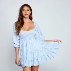 Windsor. Girly Vibes Gingham Babydoll Dress -Deals Skirt Store 05102 3064 4
