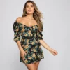Windsor. Floral Frenzy Off The Shoulder Skater Dress