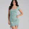 Windsor. Casual Trendsetter Ruched Knit Mini Dress