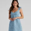 Windsor. Picnic Date Eyelet Lace V-Neck Dress 2 Windsor. Picnic Date Eyelet Lace V-Neck Dress -Deals Skirt Store 05102 4386 2