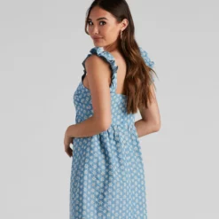 Windsor. Picnic Date Eyelet Lace V-Neck Dress -Deals Skirt Store 05102 4386 3