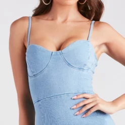 Windsor. Denim Sweetheart Midi Dress 9 Windsor. Denim Sweetheart Midi Dress -Deals Skirt Store 05102 4477 4