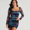 Windsor. Alluring Marble Mesh Bodycon Dress