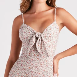 Windsor. Frolic In Floral Tie Midi Dress -Deals Skirt Store 05102 4865 4