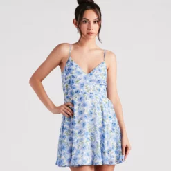 Windsor. Garden Strolls Floral Tie-Back Skater Dress