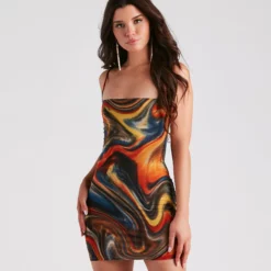 Windsor. True Colors Marble Print Mini Dress
