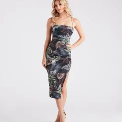 Windsor. Gorgeous Getaway Tropical Print Midi Dress