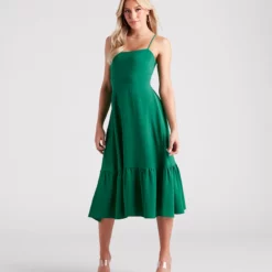 Windsor. Endless Sunshine Linen Tie-Back Midi Dress -Deals Skirt Store 05102 5011 1