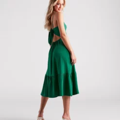 Windsor. Endless Sunshine Linen Tie-Back Midi Dress -Deals Skirt Store 05102 5011 2