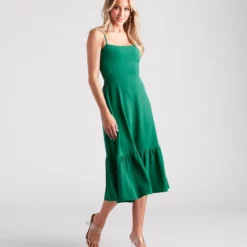 Windsor. Endless Sunshine Linen Tie-Back Midi Dress -Deals Skirt Store 05102 5011 3