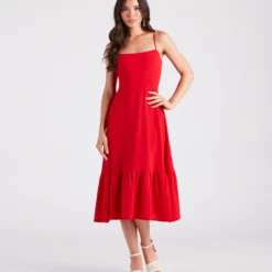 Windsor. Endless Sunshine Linen Tie-Back Midi Dress