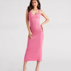 Windsor. Effortless Styling Ribbed Knit Midi Dress