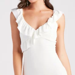 Windsor. Ready To Ruffle V-Neck Mini Dress -Deals Skirt Store 05102 5049 4