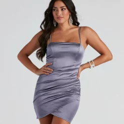 Windsor. Wrapped In Stylish Satin Mini Dress -Deals Skirt Store 05103 0404 1