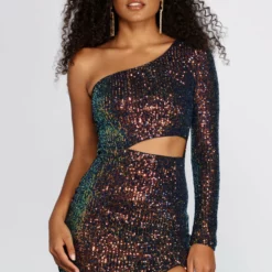 Windsor. Sequin One Shoulder Mini Dress -Deals Skirt Store 05103 0574 4