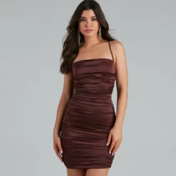 Windsor. Major Lace Appeal Ruched Satin Mini Dress -Deals Skirt Store 05103 0783 3 84f614ba c58f 4da6 b120 601369fde431