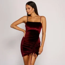 Windsor. Velvet Stunner Ruched Mini Dress