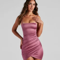 Windsor. Wrapped In Stylish Satin Mini Dress