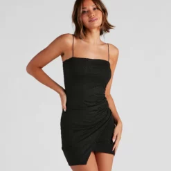 Windsor. Stylish Sparkle Glitter Knit Mini Dress