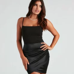 Windsor. Own The Night Faux Wrap Mini Dress