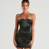 Windsor. Sleek Sparkle Sequin Satin Mini Dress -Deals Skirt Store 05103 4616 1