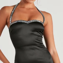 Windsor. Sleek Sparkle Sequin Satin Mini Dress 9 Windsor. Sleek Sparkle Sequin Satin Mini Dress -Deals Skirt Store 05103 4616 4