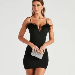 Windsor. Dreamy Diva Marabou Crepe Dress