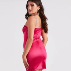 Windsor. Va Va Voom Satin Rhine Strap Dress -Deals Skirt Store 05103 4909 2