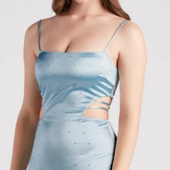 Windsor. In My Era Satin Rhinestone Strappy Dress -Deals Skirt Store 05103 4949 4