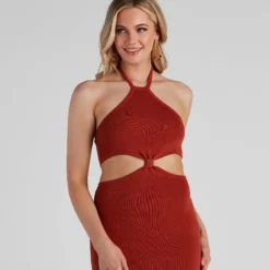 Windsor. Tropic Like It's Hot Halter Midi Dress -Deals Skirt Store 06005 1375 4