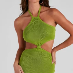 Windsor. Tropic Like It's Hot Halter Midi Dress -Deals Skirt Store 06005 1376 4