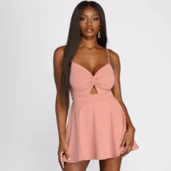 Windsor. Trendy Twist-Front Skater Romper -Deals Skirt Store 06503 0089 1 bc5786f4 b5ed 429b 924b b43a5a9f8245