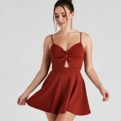 Windsor. Trendy Twist-Front Skater Romper -Deals Skirt Store 06503 1005 1