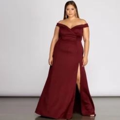 Windsor. Plus Lucy Formal High Slit Dress