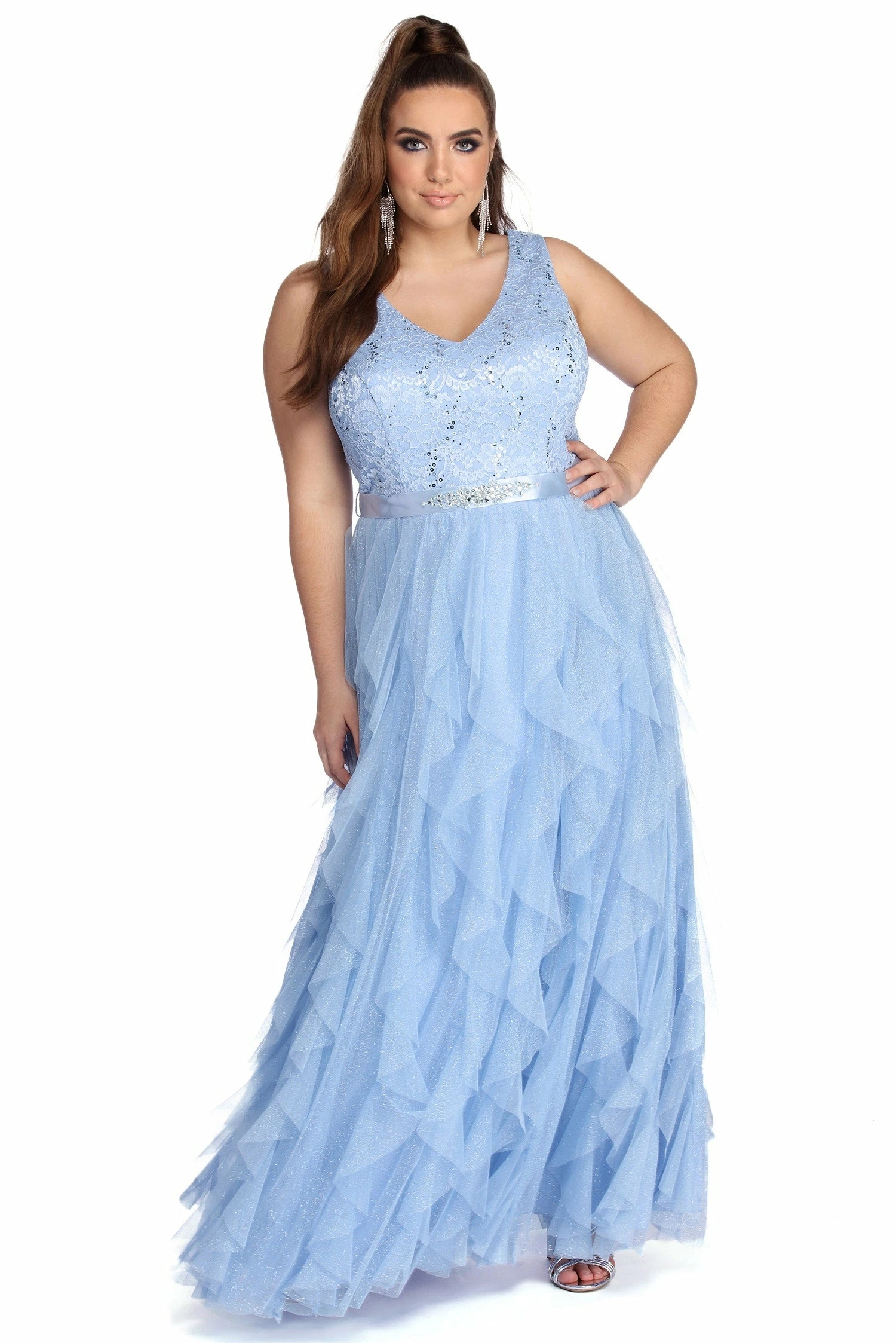 Windsor. Plus Ava Formal Glitter Tendril Dress 4 Windsor. Plus Ava Formal Glitter Tendril Dress - Image 2