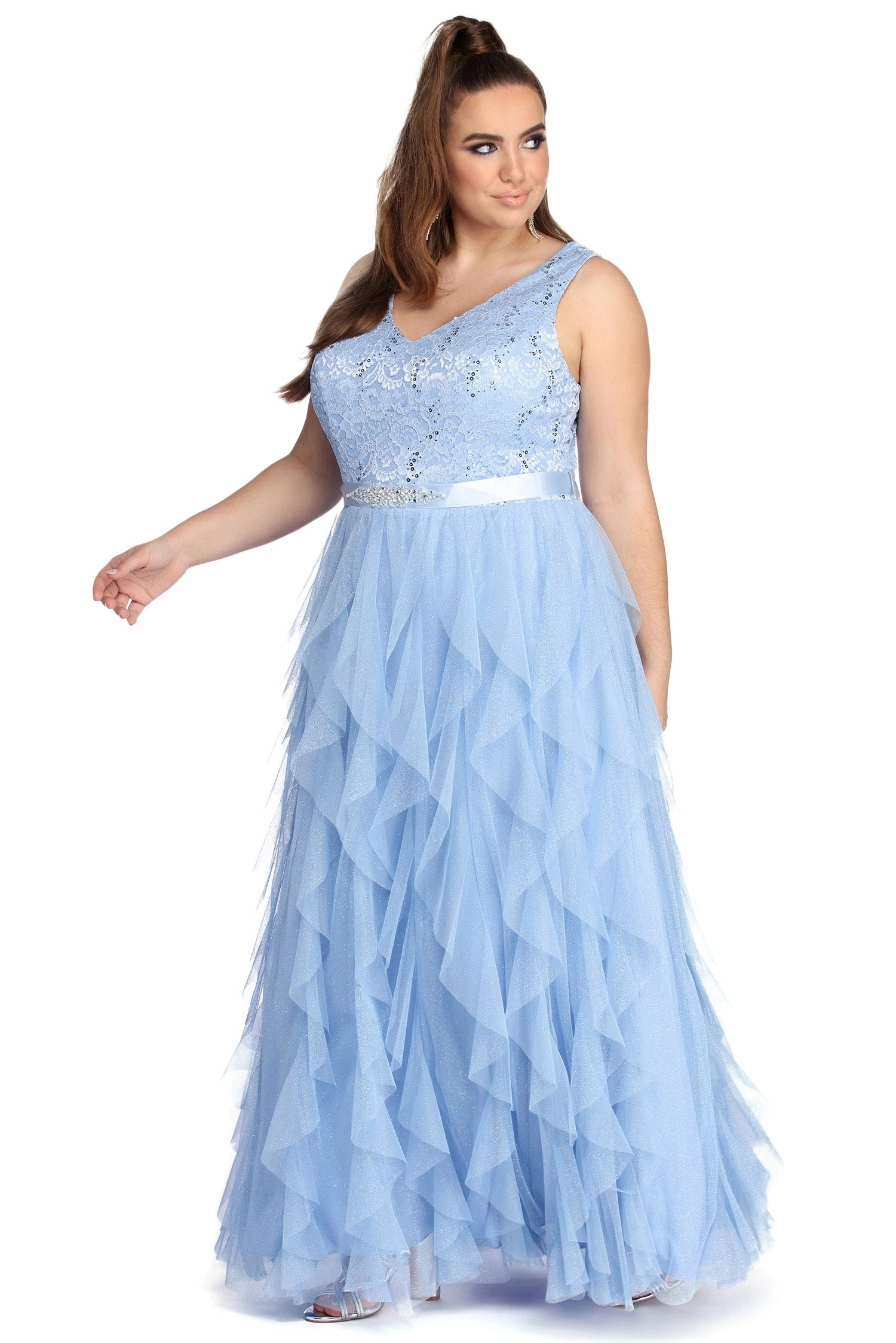 Windsor. Plus Ava Formal Glitter Tendril Dress 5 Windsor. Plus Ava Formal Glitter Tendril Dress - Image 3